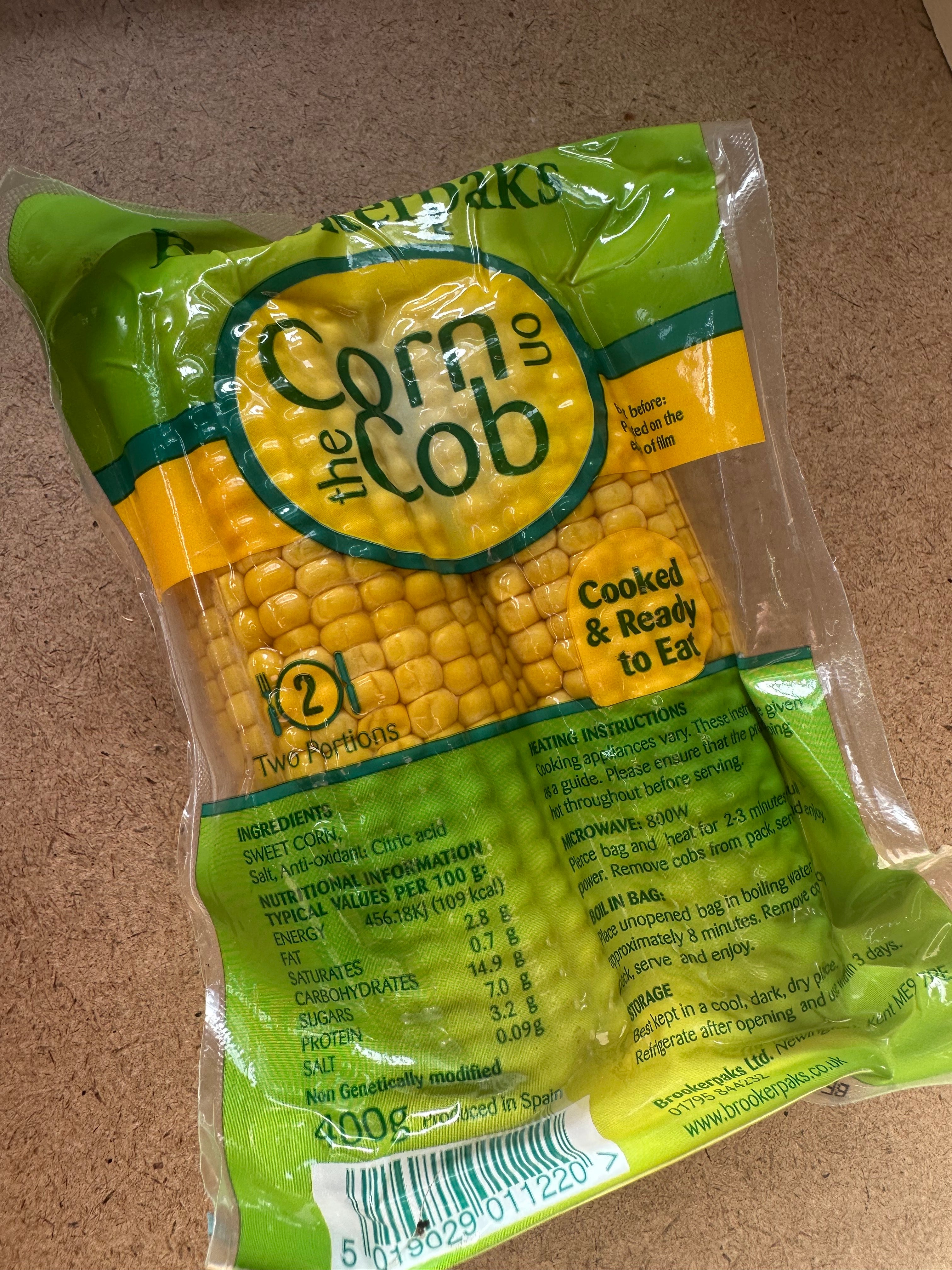 twin pack of ready cooked sweetcorn